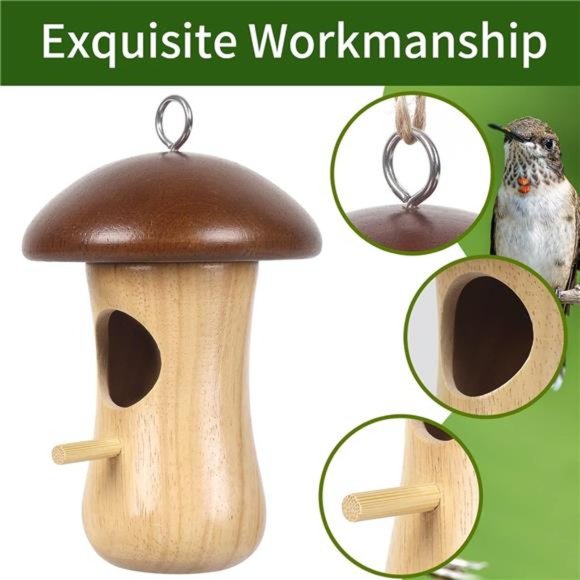Mushroom Hummingbird Houses for Outside for Nesting, Gardening Decoration,3 Pack - Picture 4 of 7